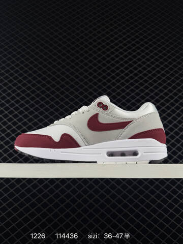 Nike Air Max 1 White Light Gray Burgundy 36-47 5 Lifestyle - Unisex (BS-73480)