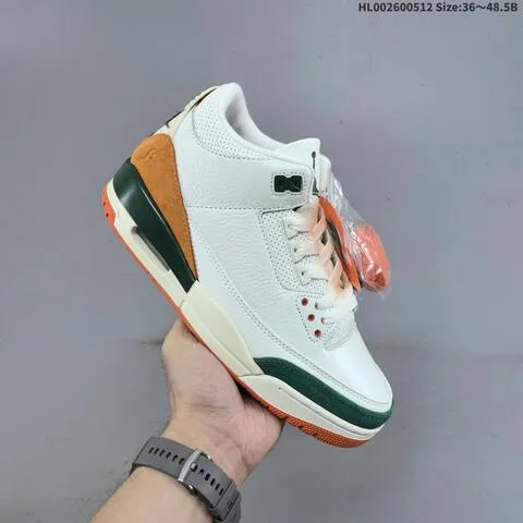 Jordan Air Jordan 3 Retro White Green Orange 36 48 5 Basketball - Unisex BS-65990