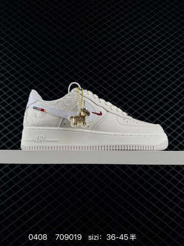 Nike Air Force 1 07 CNY IQ1119-011 Sail Off-white With Multi-color Embroidered Mythical Creature Details Light Grey Chenille Swoosh EU 36-45 With Half Sizes Lifestyle - Unisex (BS-72236)