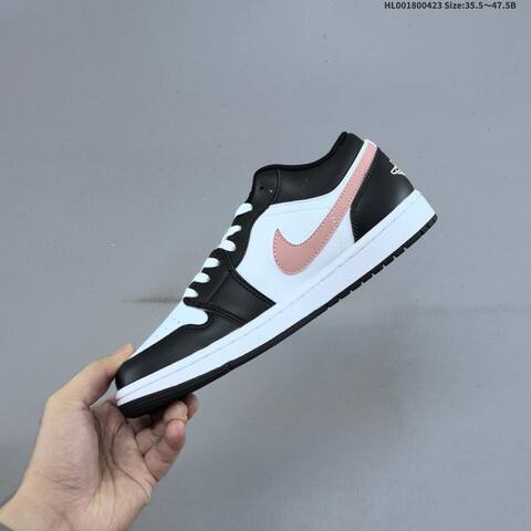 Jordan Air Jordan 1 Low Black White Pink 35 5 47 5B Casual - Unisex (BS-66081)