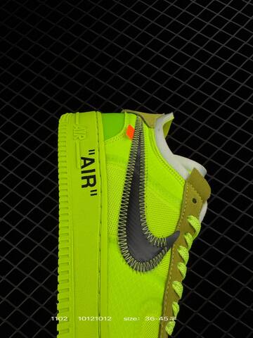Nike Air Force 1 07 Low x Off-White Neon Yellow Volt With Black Swoosh And Tan Accents EU 36-45 Lifestyle - Unisex (BS-74416)