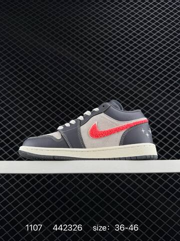 Jordan Air Jordan 1 Low Dark Grey Light Grey Bright Red Off White EU 36-46 Sneaker - Unisex (BS-80326)