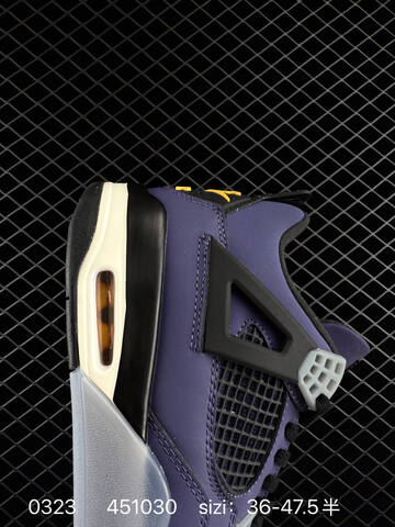 Jordan Air Jordan 4 Retro Dark Purple Black White Yellow Grey EU 36-47 5 Basketball Shoe - Unisex (BS-79622)