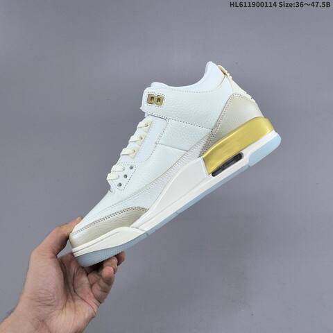 Jordan Air Jordan 3 Retro White Grey Gold 36 47 5 Basketball - Unisex (BS-66972)
