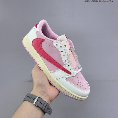 Jordan Air Jordan 1 Low x Travis Scott Pink White Red EU 36-47 5 Casual - Unisex BS-66115
