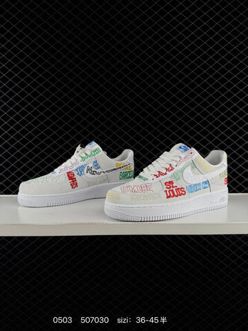 Nike Air Force 1 07 LV8 White Multicolor Embroidered City Names 36-45 Lifestyle - Unisex (BS-71711)