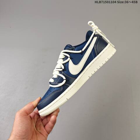 Givenchy Nike Air Jordan 1 x Travis Scott AIR JORDAN DIY Navy Blue And White (BS-63918)