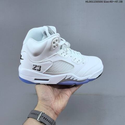 Jordan Air Jordan 5 Retro Metallic White Silver Black Ice Blue EU 40-47 5 Basketball - Men's (BS-66020)