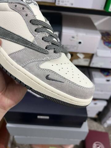 Jordan Air Jordan 1 Low Travis Scott The North Face Sail Light Grey Dark Grey Sneaker (BS-87169)