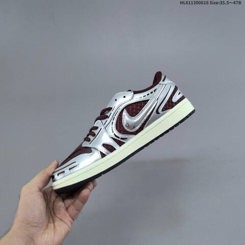 Nike Air Jordan 1 Retro Low OG Burgundy Silver Cream 35 5 47B Lifestyle - Women's (BS-65783)