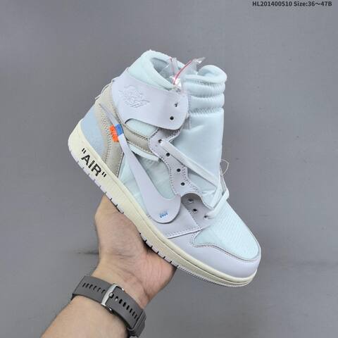 Nike Air Jordan 1 Retro High OG x Off-White UNC White Light Blue Grey 36 47B Basketball - Women's (BS-66005)