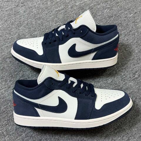 Jordan Air Jordan 1 Low IO7448-400 White Navy Blue Yellow Red Sneaker BS-87172