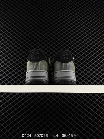 Nike Air Force 1 Black With Neon Yellow Grid Pattern Grey Midsole Black Outsole EU 36-45 Half Sizes Available Lifestyle - Unisex (BS-71898)