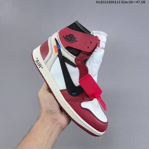 Nike Air Jordan 1 Retro High OG x Off-White White Red Black EU 36-47 5 Basketball - Unisex (BS-66987)