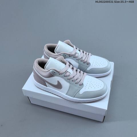 Jordan Air Jordan 1 Low White Light Gray Taupe 35 5 46B Lifestyle - Women's (BS-65840)