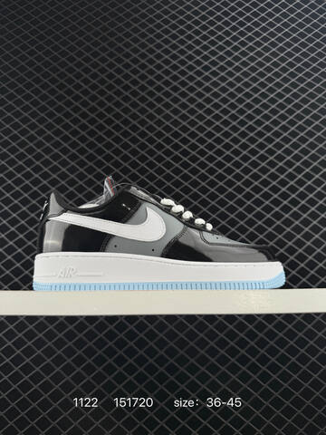 Nike Air Force 1 Low Black Grey White With Icy Blue Outsole EU 36-45 Lifestyle - Unisex (BS-74052)