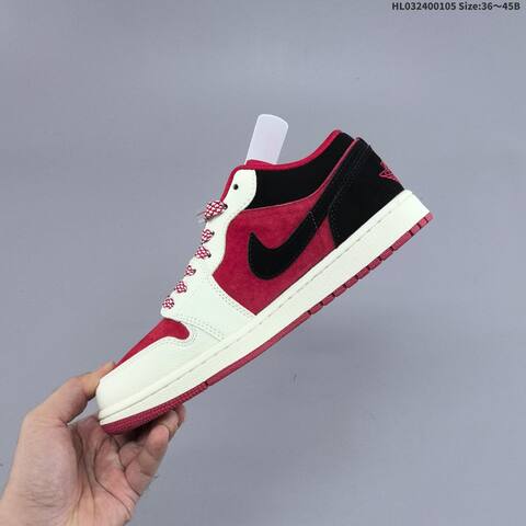 Nike Air Jordan 1 Low Red White Black 36 45B Lifestyle - Women's (BS-67109)