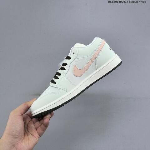 Jordan Air Jordan 1 Low White Gray Pink 36 46B Lifestyle - Women's (BS-66147)