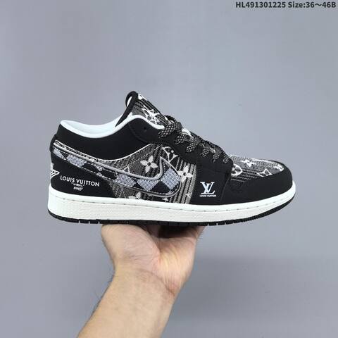 Jordan Air Jordan 1 Blue And White Louis Vuitton Monogram-inspired 36 46B Basketball - Women's (BS-67274)