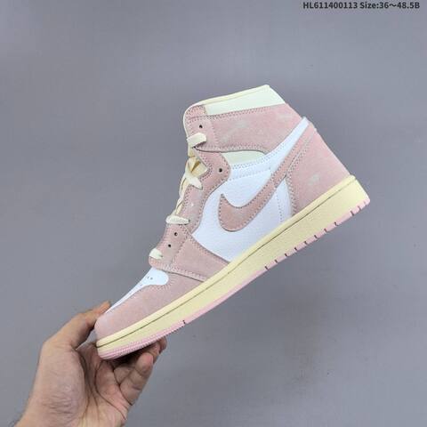 Nike Air Jordan 1 Retro High OG White Pink Beige 36 48 5 Casual - Unisex (BS-66985)