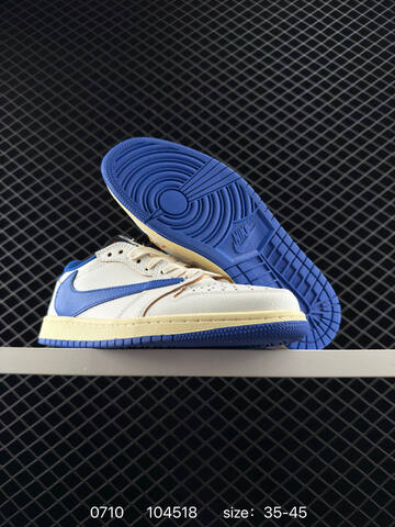 Jordan Fragment Design x Travis Scott x Air Jordan 1 Low OG SP White Black Beige Blue EU 35-45 Sneaker - Unisex (BS-81082)