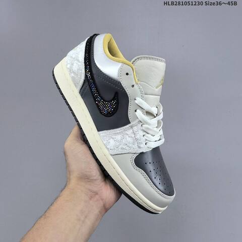 Jordan Air Jordan 1 Low SE Grey Cream Black Yellow EU 36-45 Lifestyle - Unisex (BS-67176)