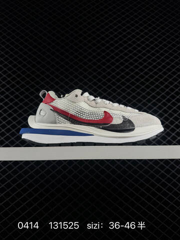 Nike Sacai x Nike VaporWaffle 3 0 Off-white Light Grey Suede Red Swoosh And Heel Detail Blue Midsole Accent White Midsole Black Outsole EU 36-46 Half Sizes Available Lifestyle - Unisex (BS-72118)