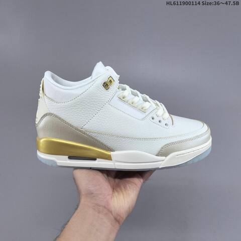 Jordan Air Jordan 3 Retro White Grey Gold 36 47 5 Basketball - Unisex (BS-66972)