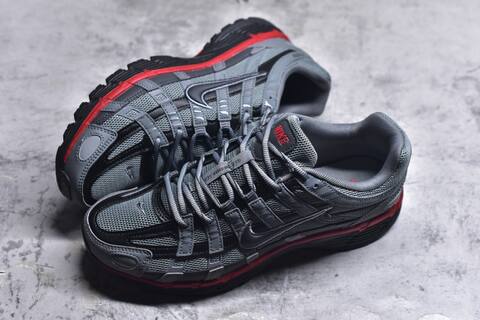 Nike P-6000 Grey Black Red Running Shoe (BS-59671)