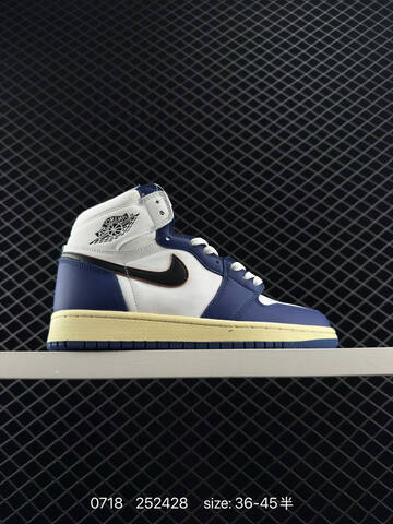 Jordan Air Jordan 1 Retro High OG White Navy Black Pale Yellow EU 36-45 Basketball Shoe - Unisex (BS-81048)