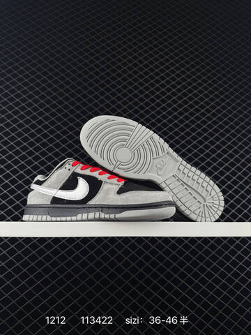 Nike SB Dunk Low Grey Black White With Red Laces EU 36-46 5 Skate - Unisex (BS-73759)
