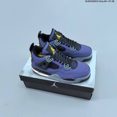 Jordan Air Jordan 4 Retro OG Imperial Purple Black Grey Yellow EU 40-47 5 Basketball - Men's (BS-65837)