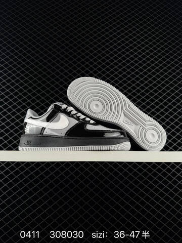 Nike Air Force 1 07 Black Grey White Patent Leather EU 36-47 5 Lifestyle - Unisex (BS-72174)