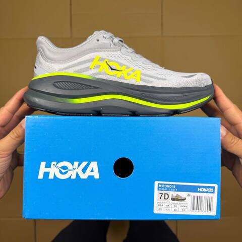 HOKA Bondi 9 Grey Dark Grey Neon Yellow Running Shoe Running Sneakers (BS-86904)