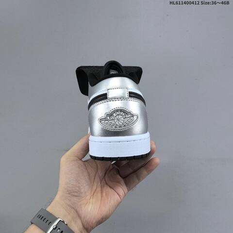 Jordan Air Jordan 1 Mid Silver White Black 36 46B Basketball - Women's (BS-66224)