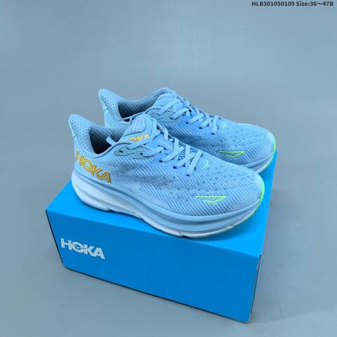 HOKA ONE ONE Clifton 9 Neon Yellow Light Blue White Orange EU 36-47 Running Shoe Running Sneakers - Unisex (BS-69409)