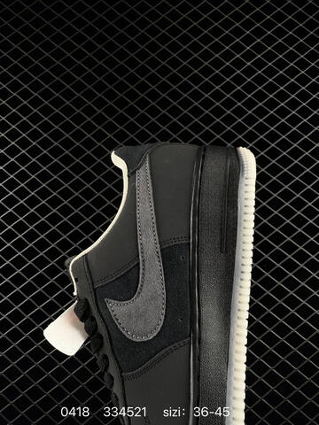 Nike Air Force 1 07 Black With Dark Grey Swoosh Cream Outsole And Collar Trim EU 36-45 Lifestyle - Unisex (BS-72010)