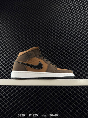 Jordan Air Jordan 1 Mid Black Yellow White Brown EU 36-46 Basketball Shoe - Unisex BS-80626