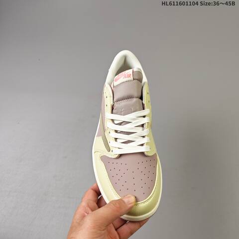 Nike Air Jordan 1 Low x Travis Scott Mauve Pink And Pale Yellow Cream EU 36 45 Lifestyle - Unisex (BS-63923)