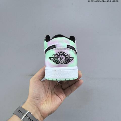 Jordan Air Jordan 1 Low SE Supernova Black White With Iridescent Pastel Green And Pink 35 5-47 5 Lifestyle - Unisex (BS-66168)