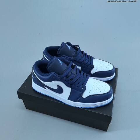 Jordan Air Jordan 1 Low Black White Tan Pony Hair And Navy White Light Blue EU 36-46 Basketball - Unisex (BS-66173)
