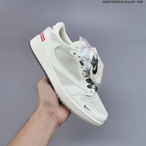 Nike Air Jordan 1 White Cream Black With Red Supreme-style Accents 36 45B Lifestyle - Women's (BS-66962)