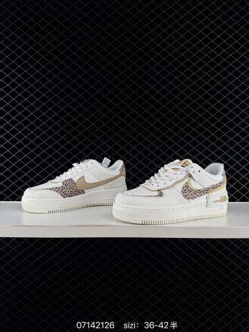 Nike Air Force 1 Shadow White Beige Leopard Print Yellow EU 36-42 Lifestyle - Unisex (BS-70246)