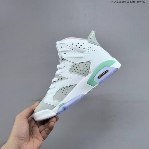 Jordan Air Jordan 6 Retro White Grey With Mint Green And Icy Purple Accents 40 47 Basketball - Men's (BS-66201)