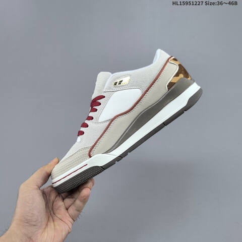 Jordan Flight Court White Grey With Burgundy Laces And Gold Accents 36 46 Lifestyle - Unisex (BS-67229)
