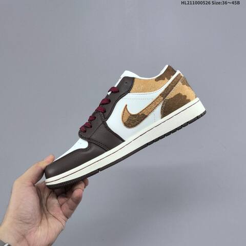 Jordan Air Jordan 1 Low White Brown Gold Burgundy EU 36-45 Lifestyle - Unisex (BS-65878)