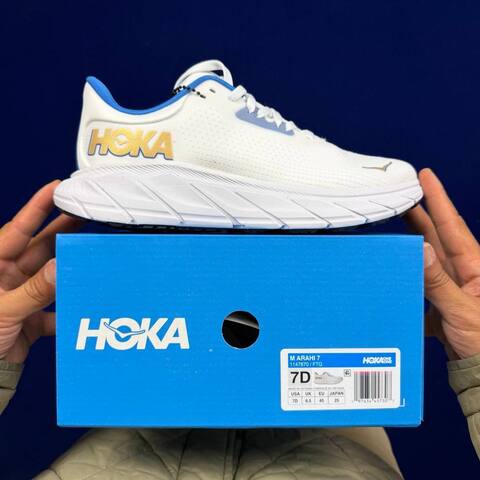 HOKA Arahi 7 White Blue Gold Running Shoe Running Sneakers (BS-86827)