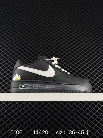 Nike Air Force 1 Low Black White And White Black With Daisy Floral Details EU 36-45 5 Lifestyle - Unisex (BS-73296)