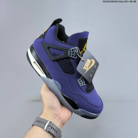 Jordan Air Jordan 4 Retro OG Purple Black Grey Yellow 36 48 5 Basketball - Unisex BS-66200