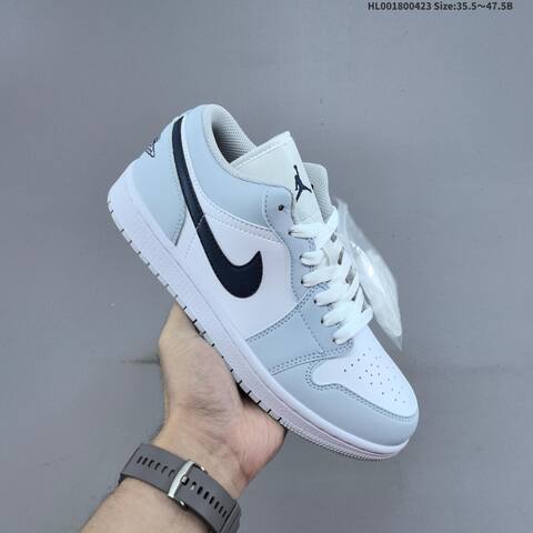 Jordan Air Jordan 1 Low White Light Grey Black 35 5-47 5 Casual - Unisex BS-66073